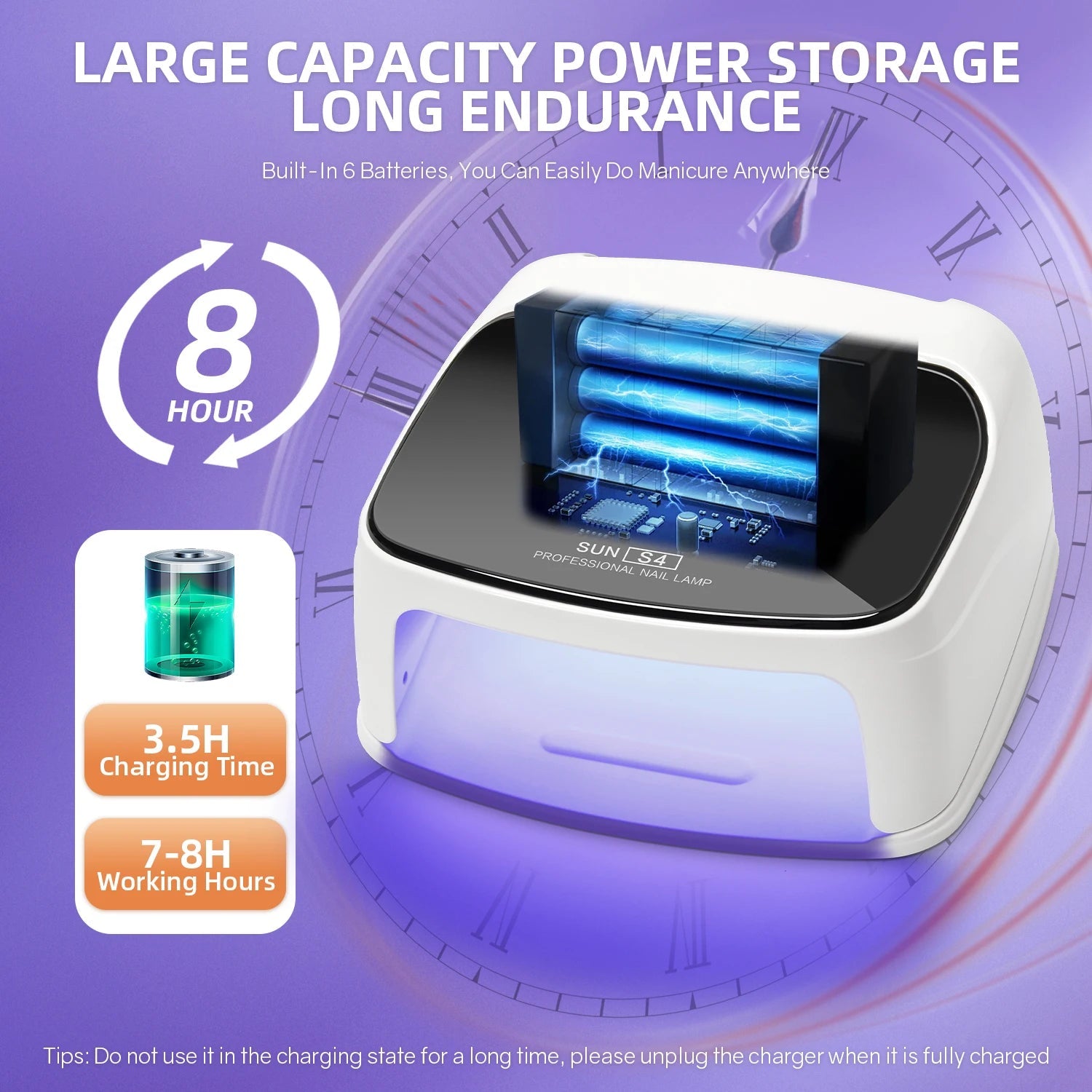 288W Professional Rechargeable Nail UV LED Lamp Dryer HD Display Smart Wireless Nail Drying Lamp for Fast Dry Curing Polish Gel Ai-TechWorld