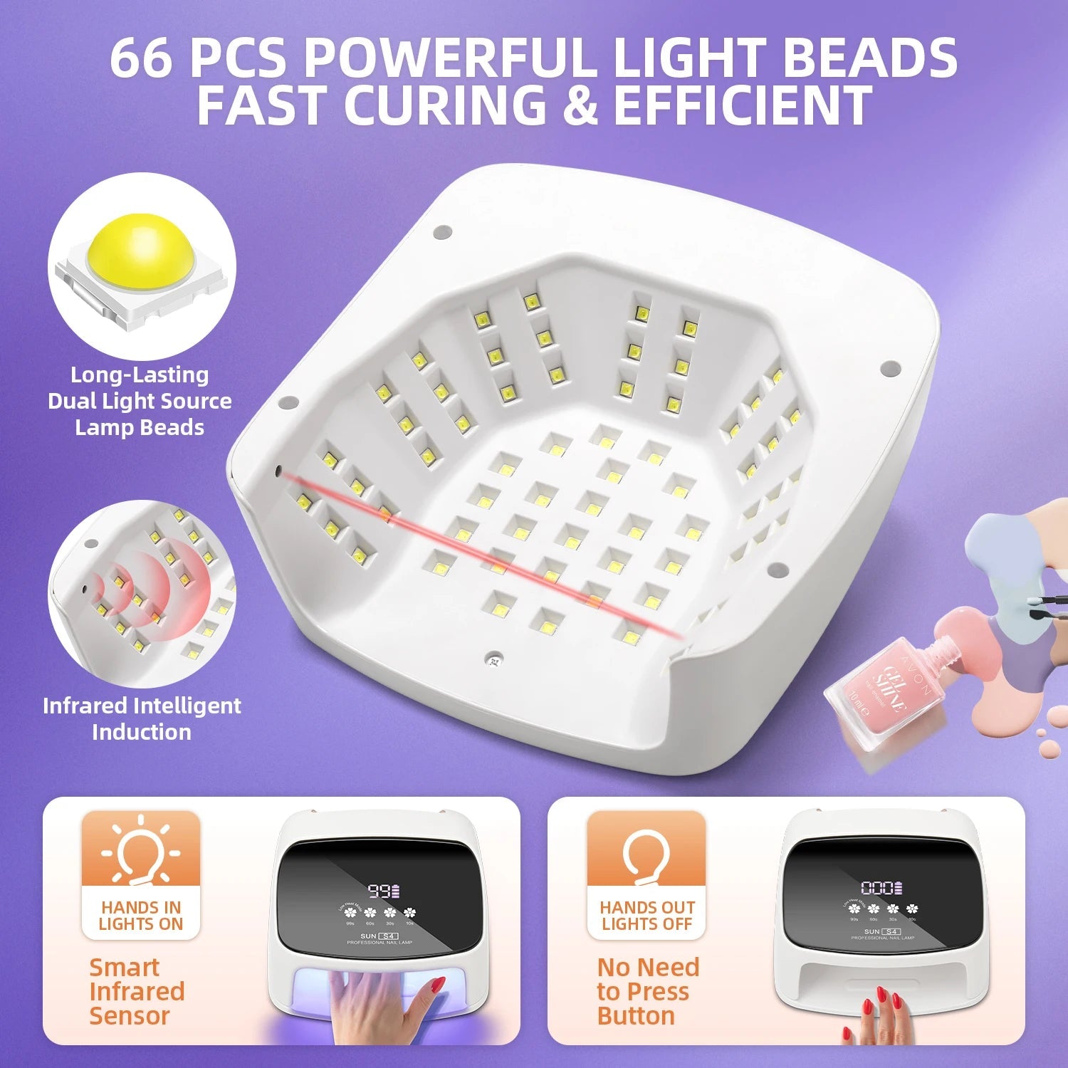 288W Professional Rechargeable Nail UV LED Lamp Dryer HD Display Smart Wireless Nail Drying Lamp for Fast Dry Curing Polish Gel - Ai - TechWorld