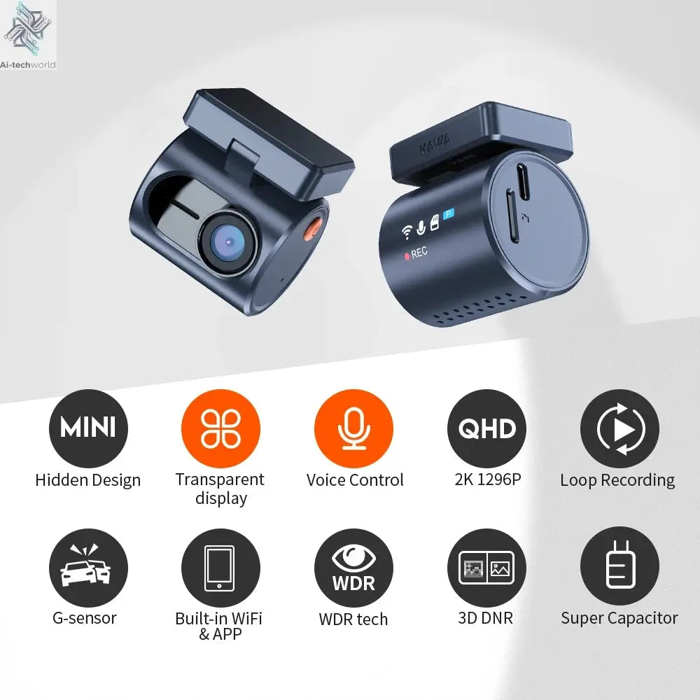 2K KAWA MINI 3 Pro Cameras for Car DVR Tiny Dash Cam 24 Parking Auto Video Recorder WiFi APP Voice Control Car dashcam Ai-TechWorld 