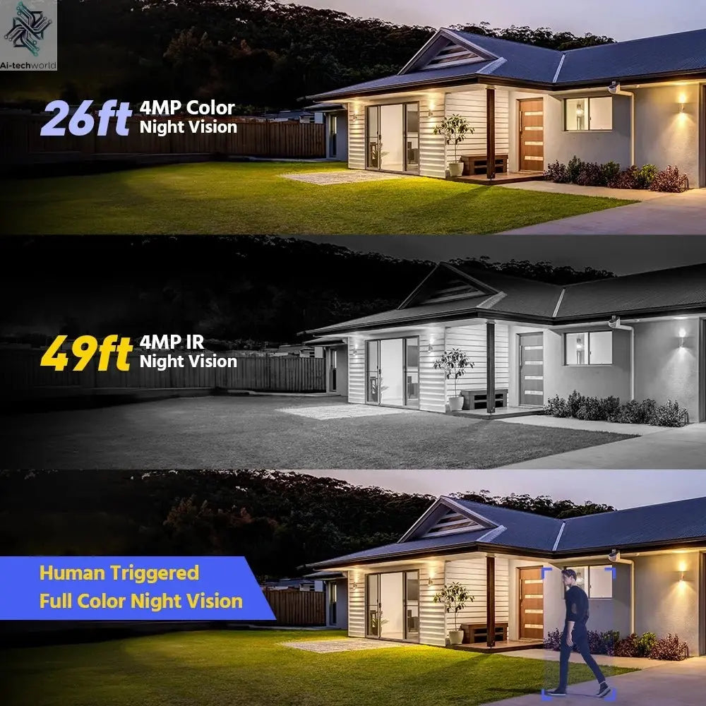 2K Wireless Home Security Camera System – Solar Power, PIR Motion Detection, 2 - Way Audio - Ai - TechWorld