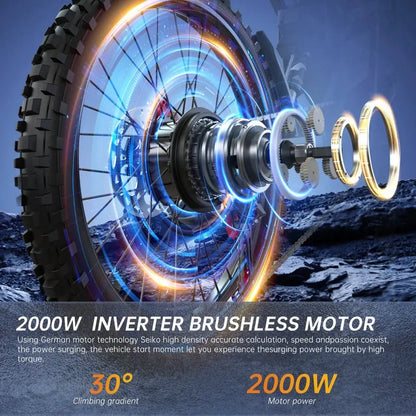 2V Off - Road Electric Motorcycle Bike, 60KM/H Peak Speed, Dual Battery System - Ai - TechWorld