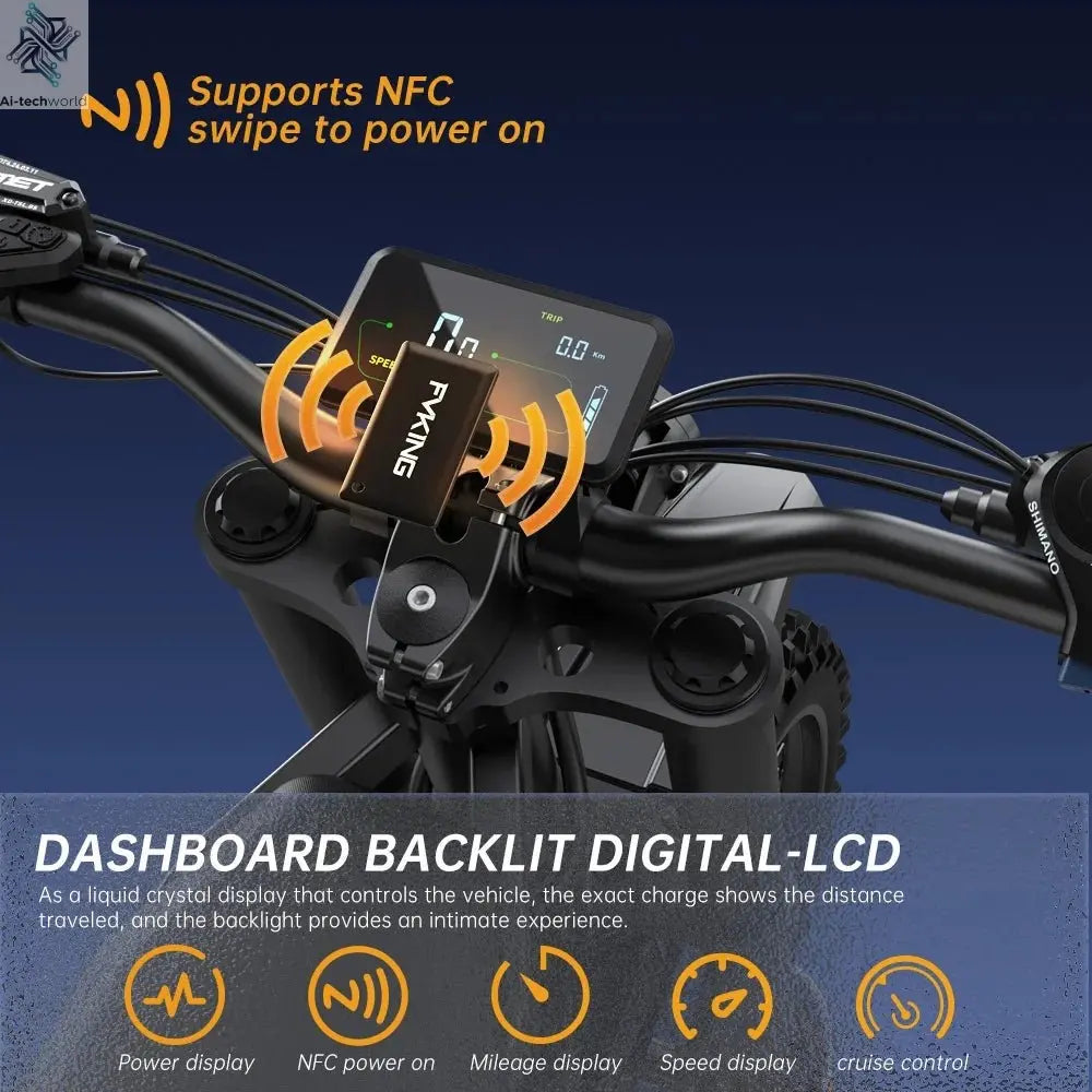 2V Off - Road Electric Motorcycle Bike, 60KM/H Peak Speed, Dual Battery System - Ai - TechWorld