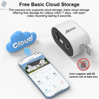 2k Battery - Powered Security Surveillance Cam - Motion Detection, Two - Way Audio, Works with Alexa - Ai - TechWorld