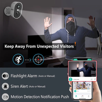 2k Battery - Powered Security Surveillance Cam - Motion Detection, Two - Way Audio, Works with Alexa - Ai - TechWorld