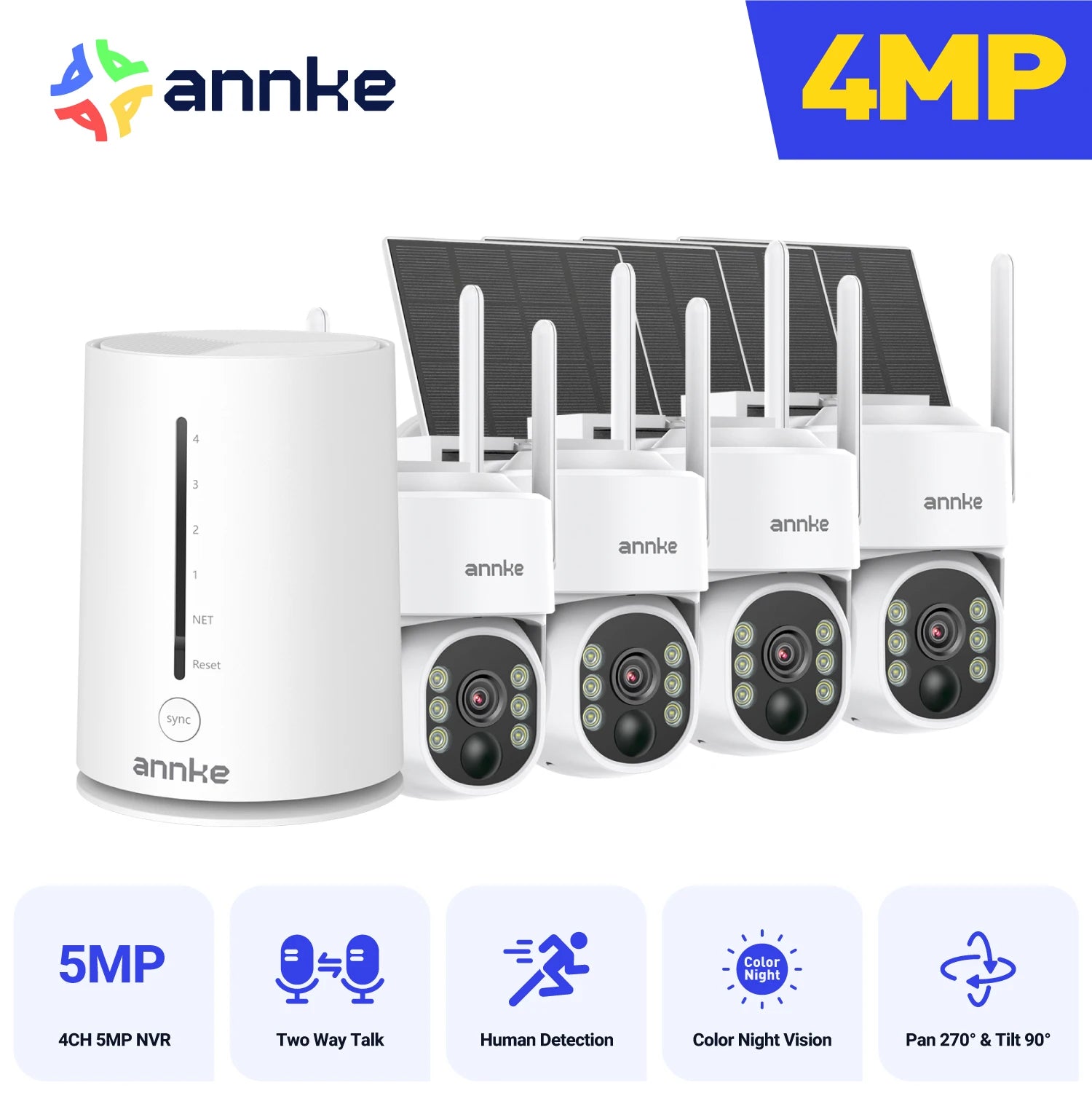 2K Wireless Home Security Camera System – Solar Power, PIR Motion Detection, 2 - Way Audio - Ai - TechWorld
