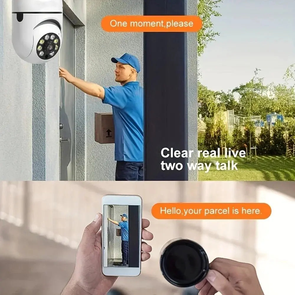 2Pc Ease Life APP - Light Bulb Security Cameras Outdoor Wireless WiFi Camera 5GHz, 360 Degree, E27 Light Socket Screw In Securi - Ai - TechWorld