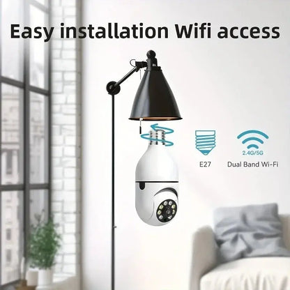 2Pc Ease Life APP - Light Bulb Security Cameras Outdoor Wireless WiFi Camera 5GHz, 360 Degree, E27 Light Socket Screw In Securi - Ai - TechWorld