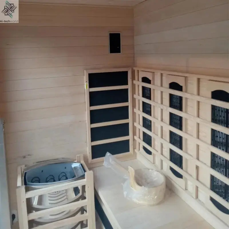 3-4 Person Hybrid Sauna Room, Indoor Outdoor Hemlock Wood Spa with WiFi Control, Infrared and Steam Dual Heating Ai-TechWorld 