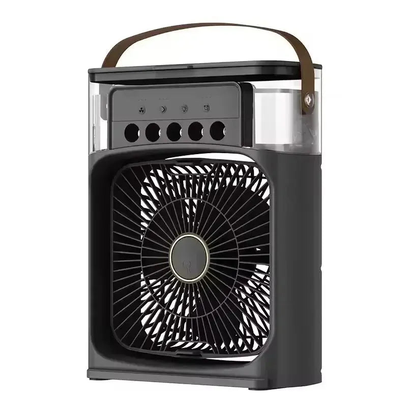 3 in 1 Mini Portable Cooling Fan with USB Charging Water Mist Air Conditioner LED Night Light for Home Office Desk Humidifier - Ai - TechWorld