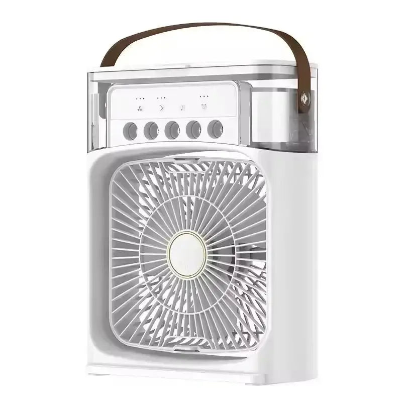 3 in 1 Mini Portable Cooling Fan with USB Charging Water Mist Air Conditioner LED Night Light for Home Office Desk Humidifier - Ai - TechWorld