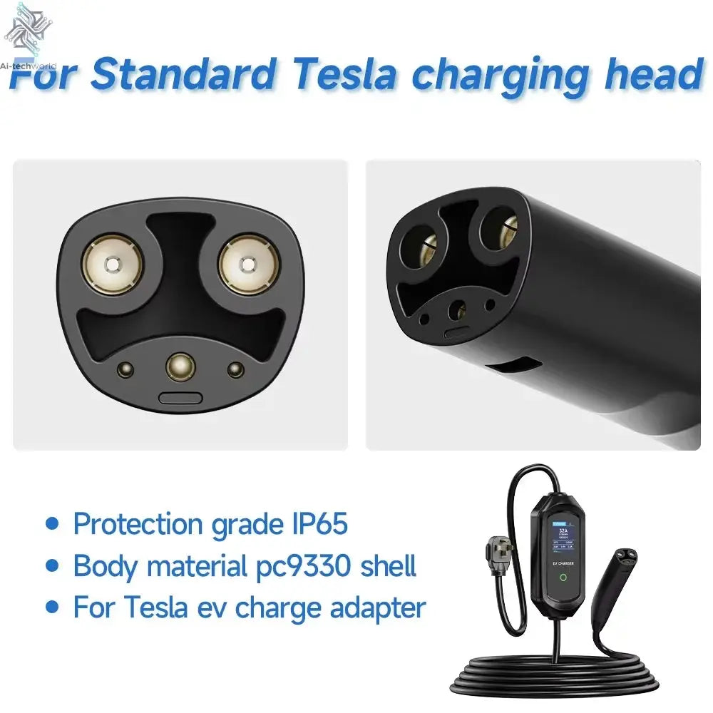 3.5KW/7KW Portable EV Charger for Tesla Model 3/X/Y/S EVSE Fast Charging Cable Electric Car Wallbox WiFi APP Bluetooth Control - Ai-TechWorld