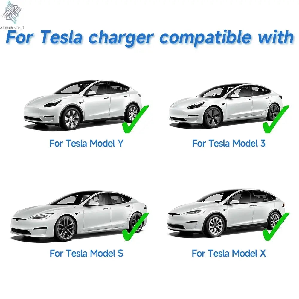 3.5KW/7KW Portable EV Charger for Tesla Model 3/X/Y/S EVSE Fast Charging Cable Electric Car Wallbox WiFi APP Bluetooth Control - Ai-TechWorld