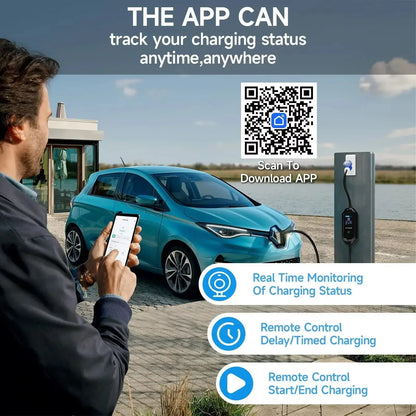 3.5KW/7KW Portable EV Charger for Tesla Model 3/X/Y/S EVSE Fast Charging Cable Electric Car Wallbox WiFi APP Bluetooth Control - Ai-TechWorld