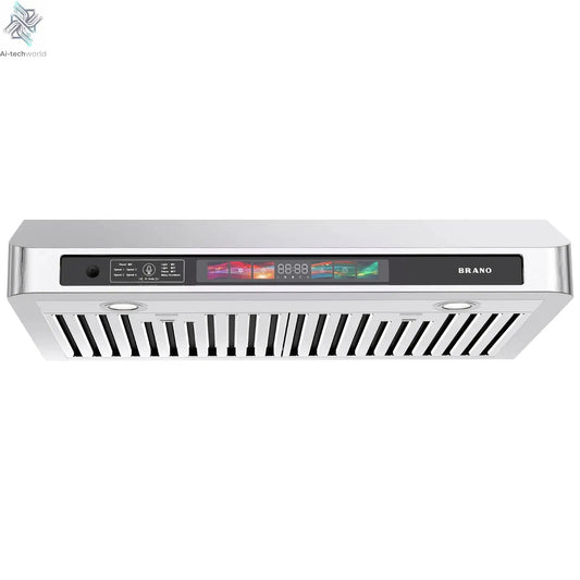 30/36 Inch Under Cabinet Range Hood with Voice/Gesture/Touch Control, 900 CFM Kitchen Vent Hood with 4-Speed Exhaust Fan Ai-TechWorld 