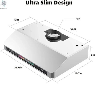 30/36 Inch Under Cabinet Range Hood with Voice/Gesture/Touch Control, 900 CFM Kitchen Vent Hood with 4-Speed Exhaust Fan Ai-TechWorld 