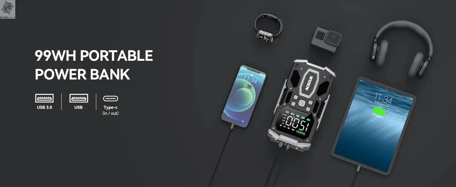 3000A/4000A/5000A Start Power Bank Jump Starter Car Booster External Battery 12V Starting Device for Petrol Diesel Powerbank Ai-TechWorld 