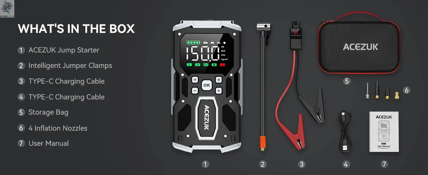 3000A/4000A/5000A Start Power Bank Jump Starter Car Booster External Battery 12V Starting Device for Petrol Diesel Powerbank Ai-TechWorld 