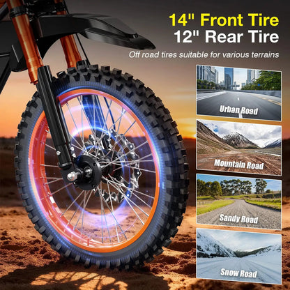 3000W Off Road Electric Motorcycle, 48V22.5AH Lithium Battery, Speed Of 37.5MPH and a Range Of 60 Miles,Adult Electric Dirt Bike - Ai-TechWorld