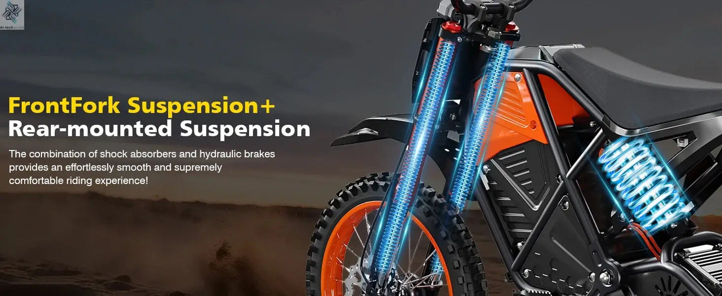 3000W Off Road Electric Motorcycle, 48V22.5AH Lithium Battery, Speed Of 37.5MPH and a Range Of 60 Miles,Adult Electric Dirt Bike - Ai-TechWorld