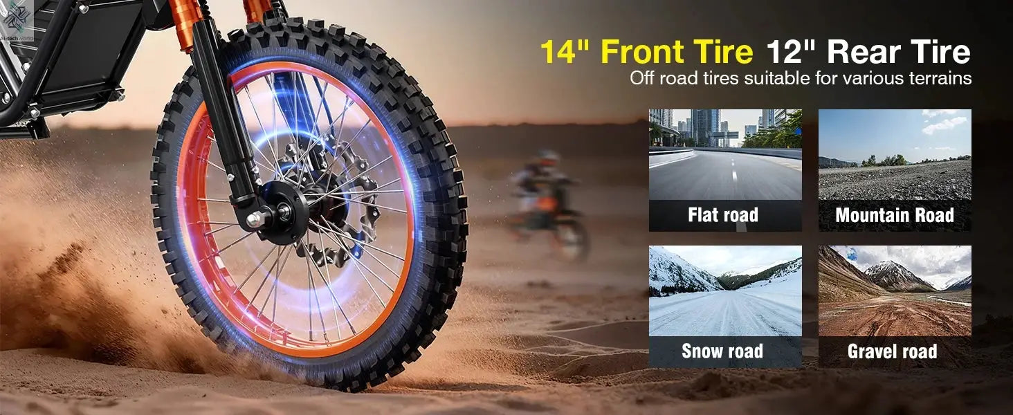 3000W Off Road Electric Motorcycle, 48V22.5AH Lithium Battery, Speed Of 37.5MPH and a Range Of 60 Miles,Adult Electric Dirt Bike - Ai-TechWorld