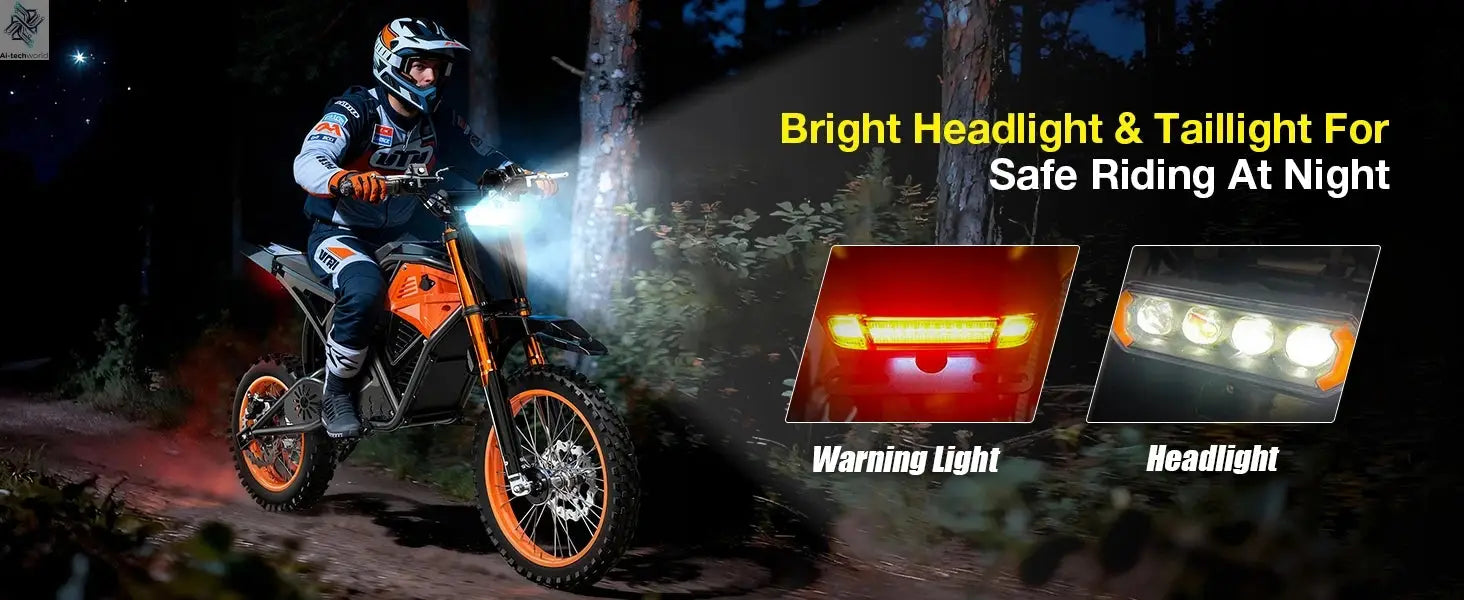 3000W Off Road Electric Motorcycle, 48V22.5AH Lithium Battery, Speed Of 37.5MPH and a Range Of 60 Miles,Adult Electric Dirt Bike - Ai-TechWorld