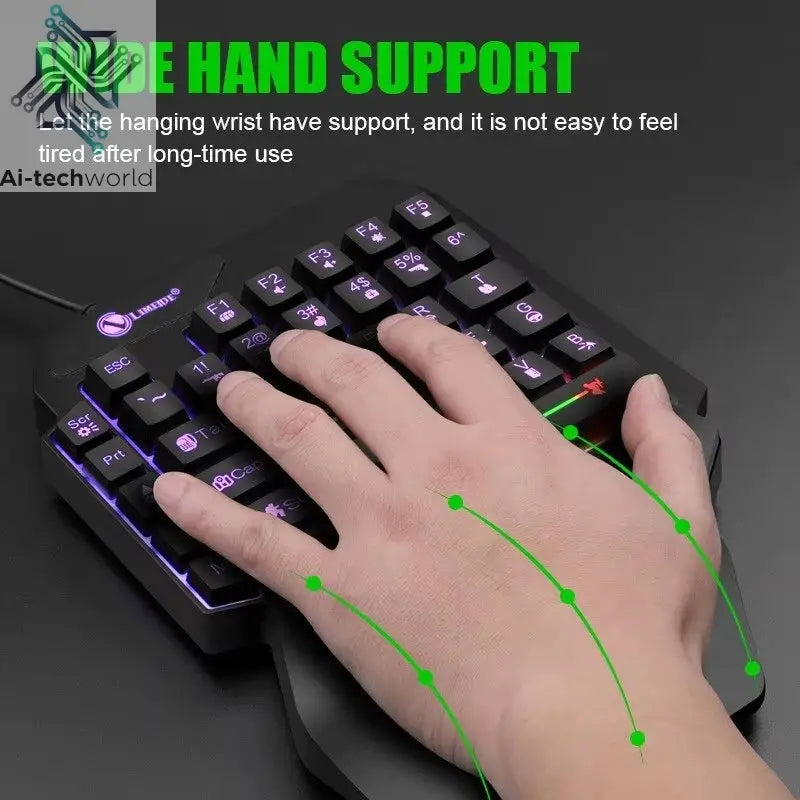 35keys One Handedly Single Hand Mini Gaming Keyboard Usb Ultra-slim Wired Backlight Keyboard for Laptop Desktop PC Smartphone Ai-TechWorld 