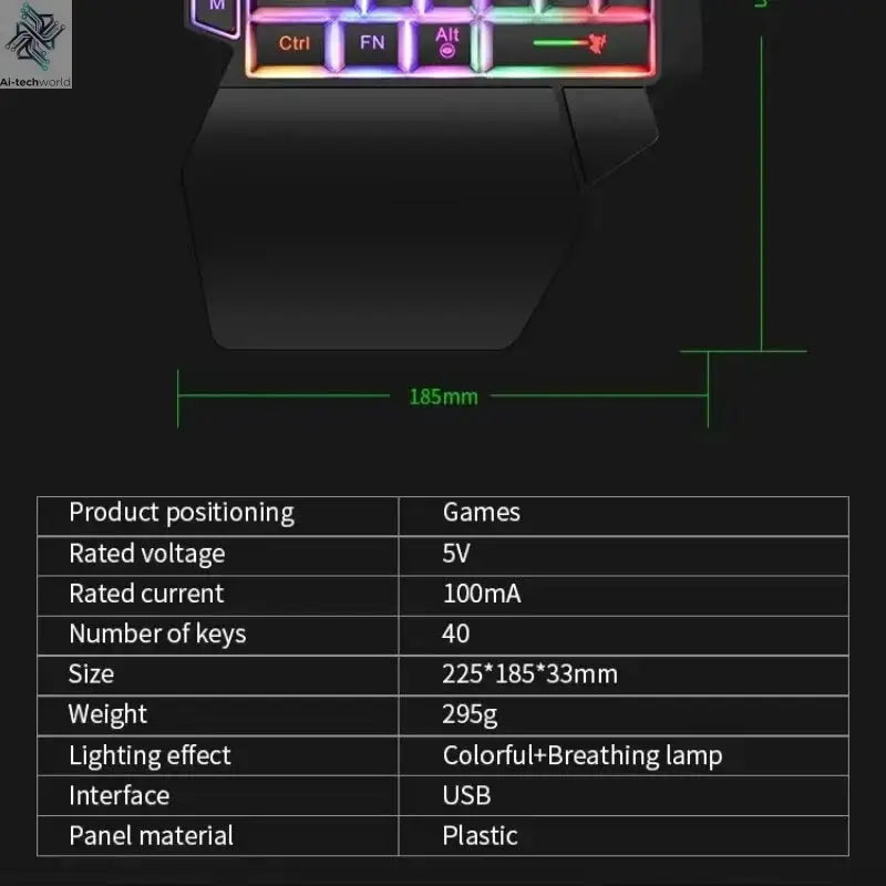 35keys One Handedly Single Hand Mini Gaming Keyboard Usb Ultra-slim Wired Backlight Keyboard for Laptop Desktop PC Smartphone Ai-TechWorld 