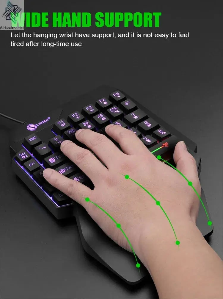 35keys One Handedly Single Hand Mini Gaming Keyboard Usb Ultra-slim Wired Backlight Keyboard for Laptop Desktop PC Smartphone Ai-TechWorld 