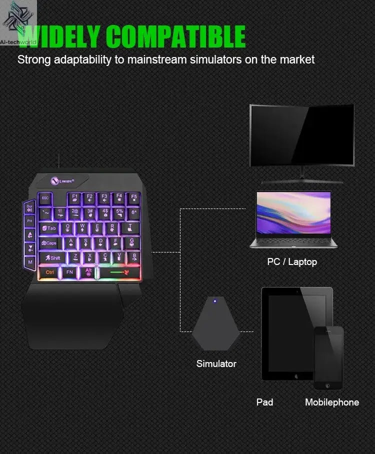 35keys One Handedly Single Hand Mini Gaming Keyboard Usb Ultra-slim Wired Backlight Keyboard for Laptop Desktop PC Smartphone Ai-TechWorld 