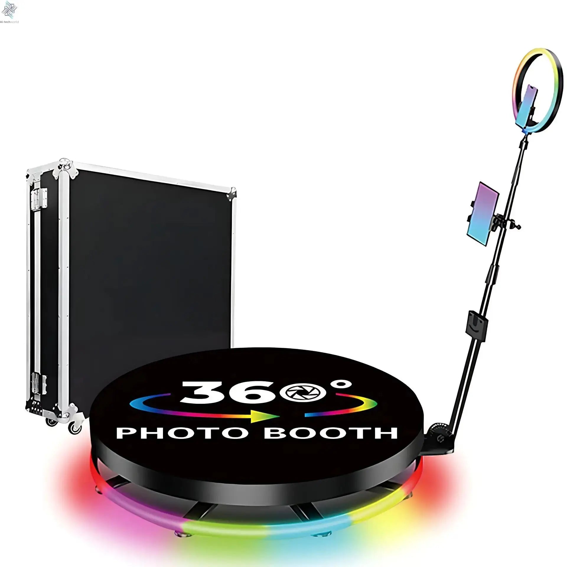 360 Custom Portable Photo Booth 80cm Metal Photobooth for Events Party Outdoor TradeShows Led Ai-TechWorld 