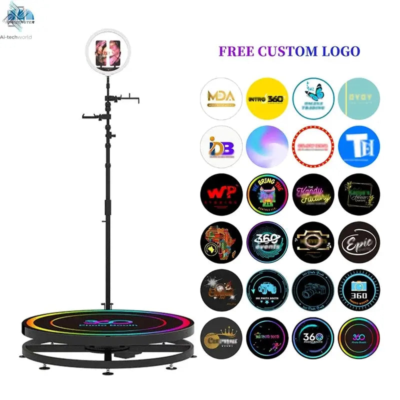 360 Custom Portable Photo Booth 80cm Metal Photobooth for Events Party Outdoor TradeShows Led Ai-TechWorld 