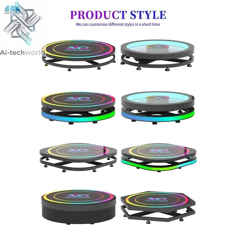 360 Custom Portable Photo Booth 80cm Metal Photobooth for Events Party Outdoor TradeShows Led Ai-TechWorld 