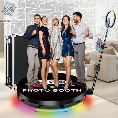 360 Custom Portable Photo Booth 80cm Metal Photobooth for Events Party Outdoor TradeShows Led Ai-TechWorld 