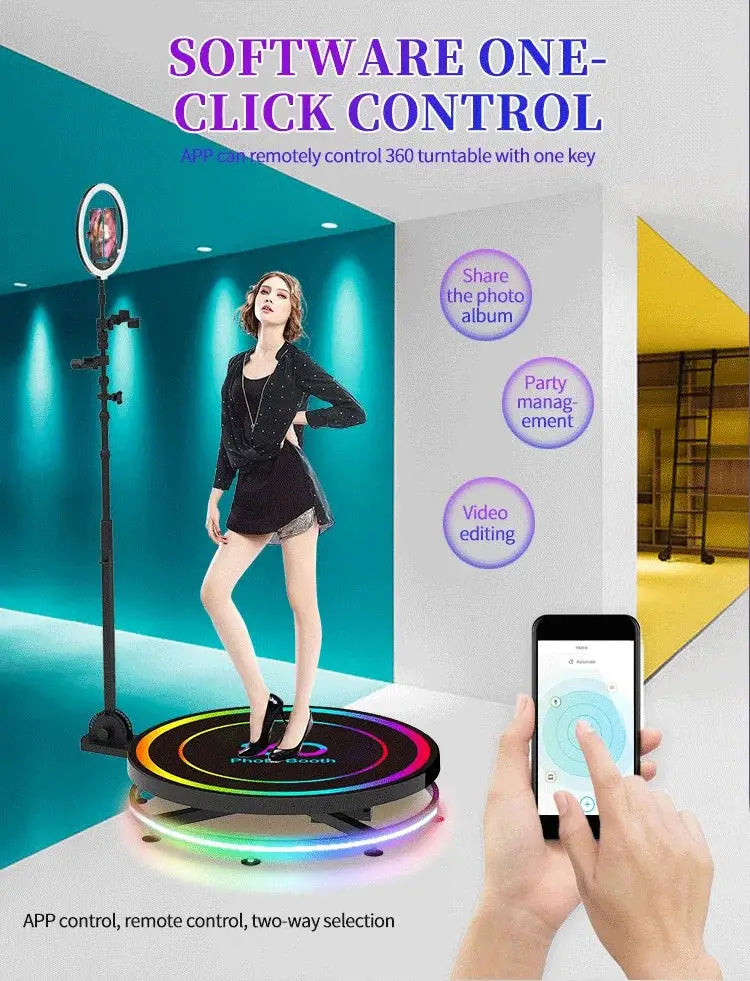 360 Custom Portable Photo Booth 80cm Metal Photobooth for Events Party Outdoor TradeShows Led Ai-TechWorld 