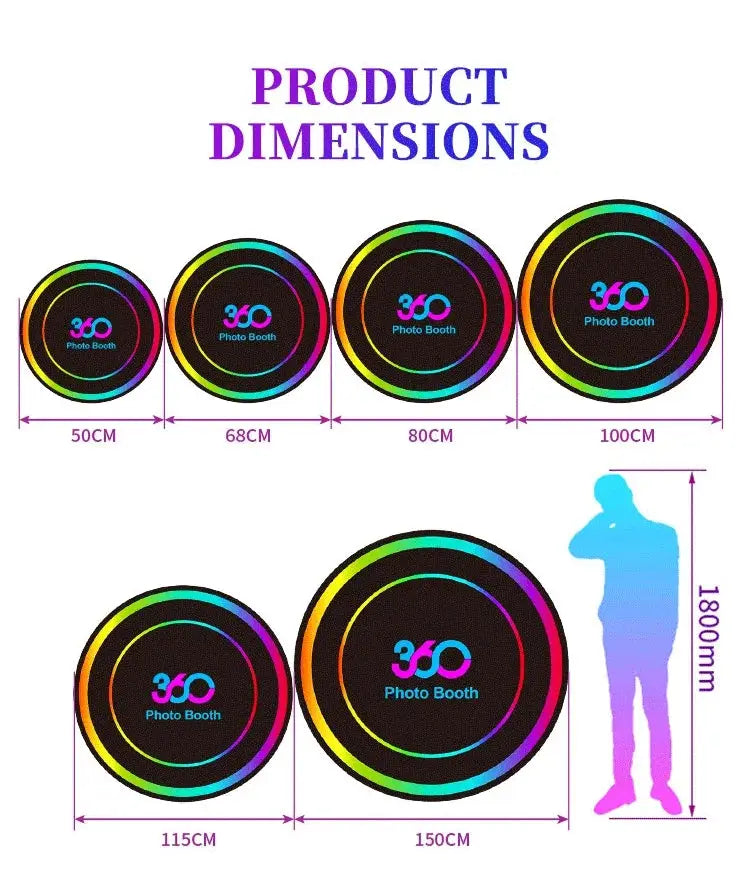 360 Custom Portable Photo Booth 80cm Metal Photobooth for Events Party Outdoor TradeShows Led Ai-TechWorld 