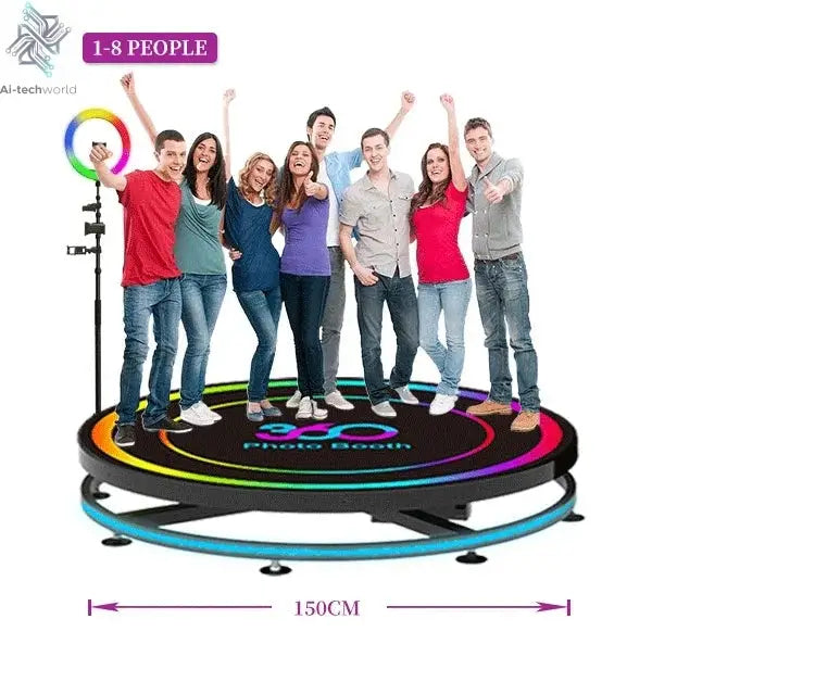 360 Custom Portable Photo Booth 80cm Metal Photobooth for Events Party Outdoor TradeShows Led Ai-TechWorld 