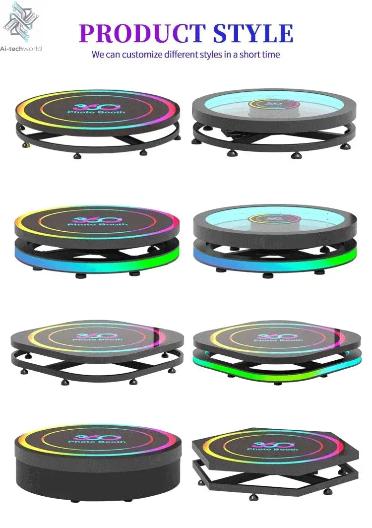 360 Custom Portable Photo Booth 80cm Metal Photobooth for Events Party Outdoor TradeShows Led Ai-TechWorld 