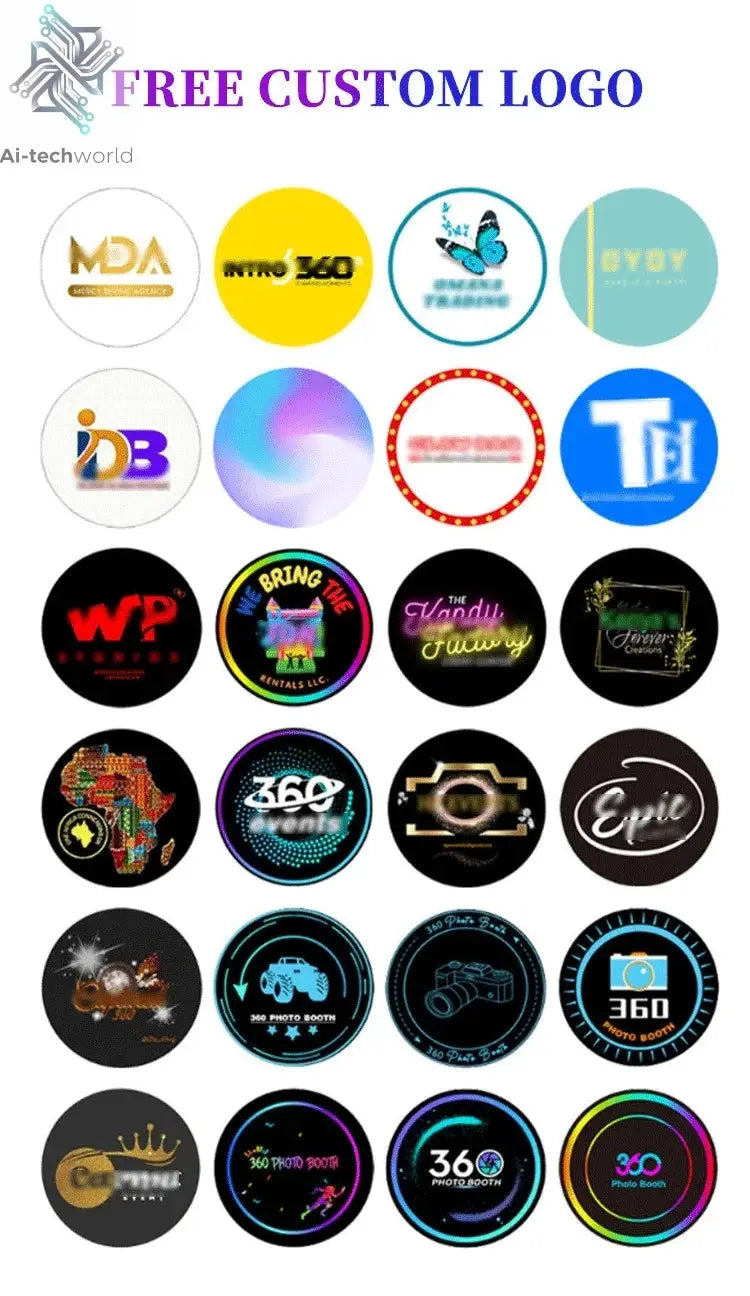 360 Custom Portable Photo Booth 80cm Metal Photobooth for Events Party Outdoor TradeShows Led Ai-TechWorld 