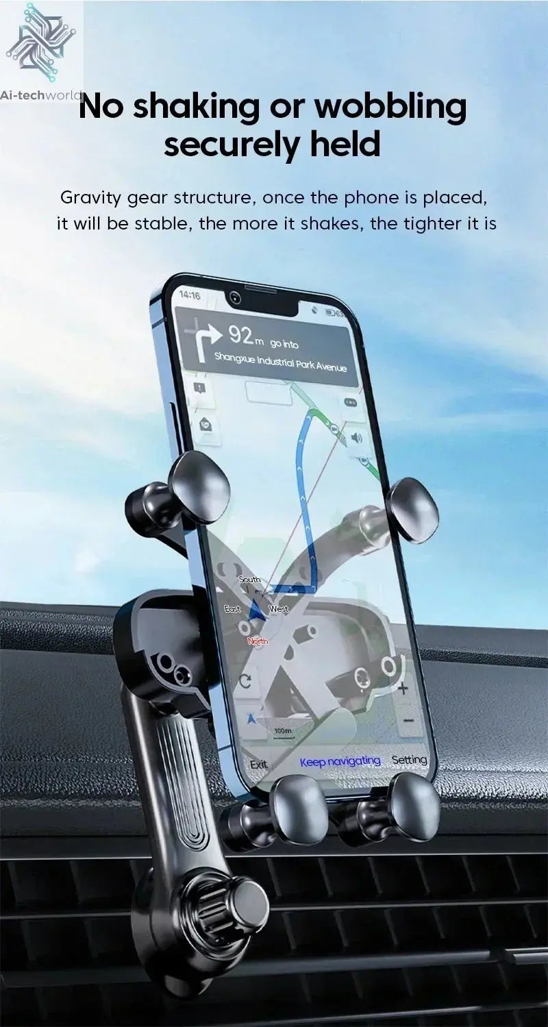 360 Rotation Car Navigation Bracket with Air Vent Clip, Telescopic Stand for 4.7-7 Inch Phones Ai-TechWorld
