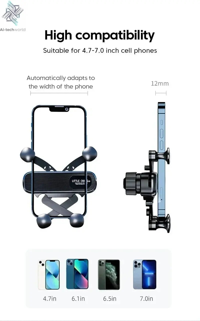 360 Rotation Car Navigation Bracket with Air Vent Clip, Telescopic Stand for 4.7-7 Inch Phones Ai-TechWorld