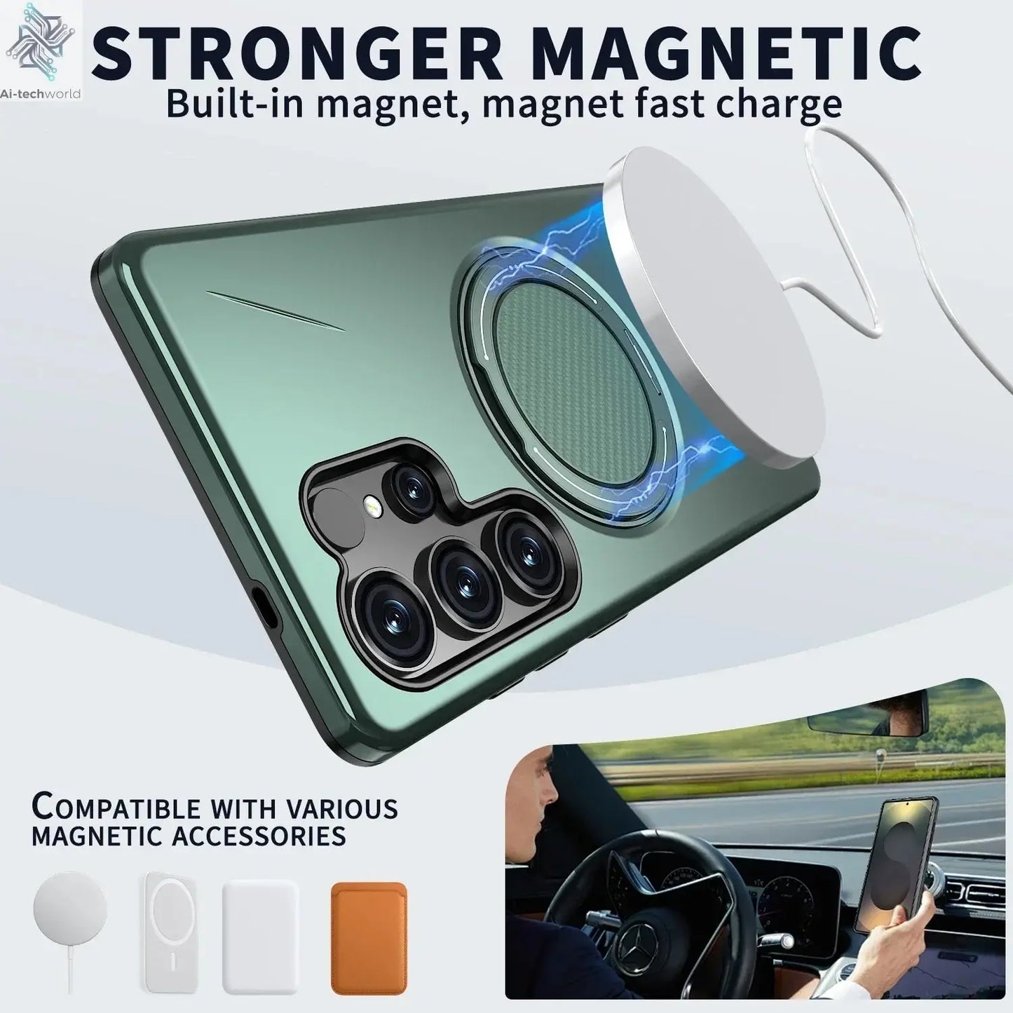 360° Magnetic Bracket Case For Samsung Galaxy S25 S24 S23 S22 Ultra S25FE S24FE S23FE S25Edge For Magsafe Shockproo Cover Fundar Ai-TechWorld 