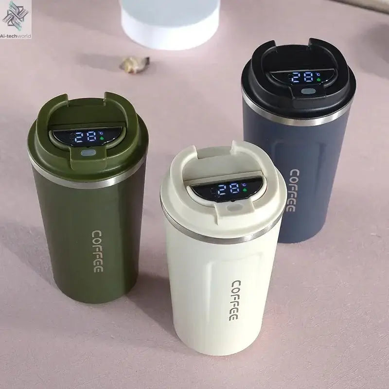 380/510ml Thermos Coffee Mug Stainless Steel Coffee Cup Temperature Display Vacuum Flask Thermal Tumbler Insulated Water Bottle - Ai-TechWorld