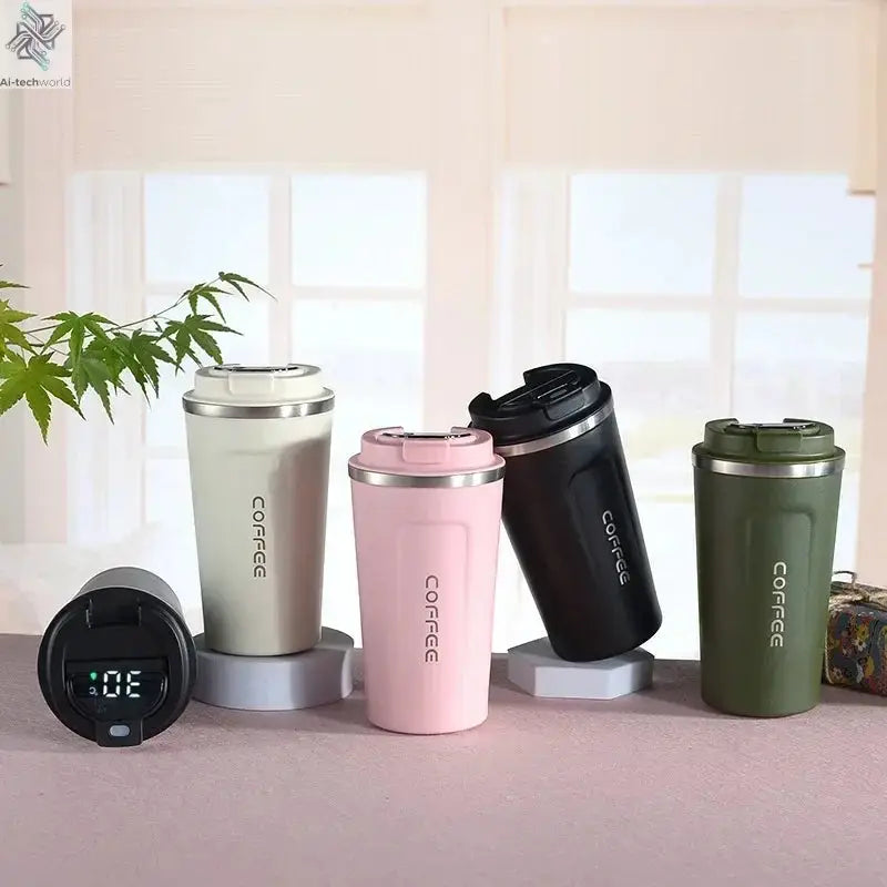 380/510ml Thermos Coffee Mug Stainless Steel Coffee Cup Temperature Display Vacuum Flask Thermal Tumbler Insulated Water Bottle - Ai-TechWorld