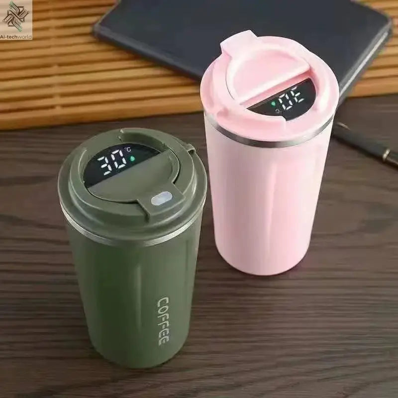 380/510ml Thermos Coffee Mug Stainless Steel Coffee Cup Temperature Display Vacuum Flask Thermal Tumbler Insulated Water Bottle - Ai-TechWorld