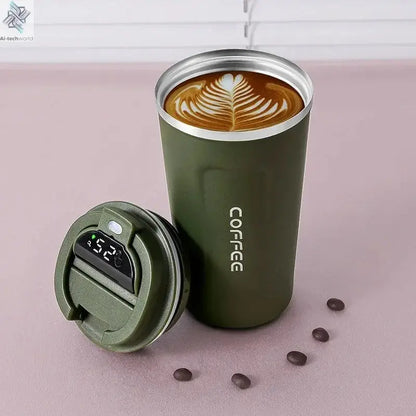 380/510ml Thermos Coffee Mug Stainless Steel Coffee Cup Temperature Display Vacuum Flask Thermal Tumbler Insulated Water Bottle - Ai-TechWorld