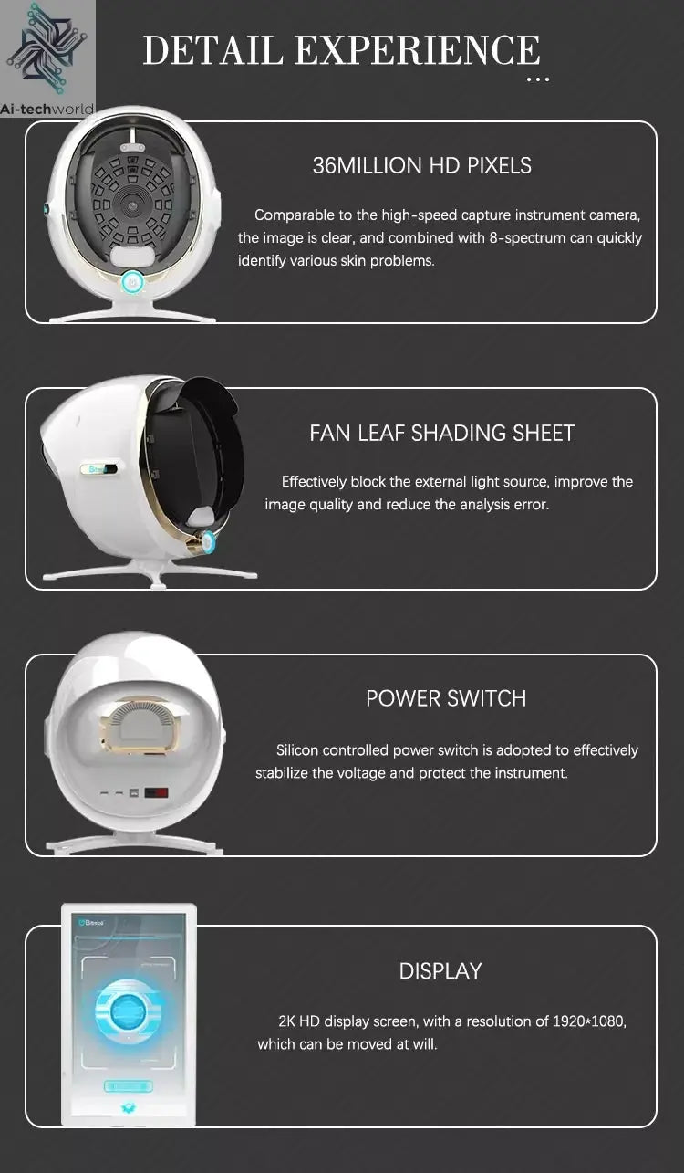 3D Skin Analyzer Machine Professional 3D Three - Dimensional Magic Mirror Skin Analysis Scanner Detector for Salon - Ai - TechWorld