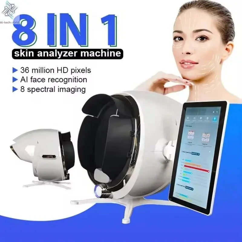 3D Skin Scanner Care Facial Analyzer Monitor Machine Magic Mirror Portable Testing English Detector Face Camera Test Analysis Ai-TechWorld