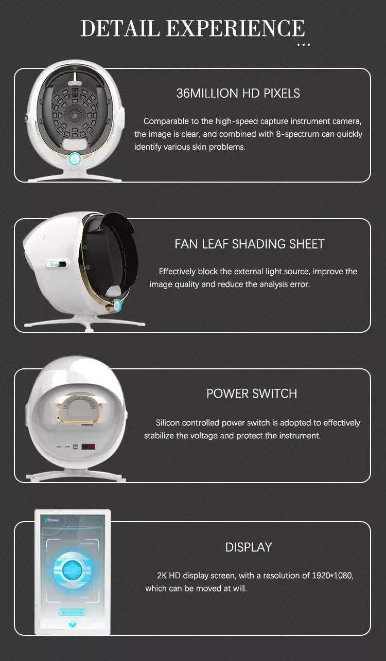 3D Skin Analyzer Machine Professional 3D Three - Dimensional Magic Mirror Skin Analysis Scanner Detector for Salon - Ai - TechWorld