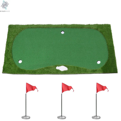 3mx1.5m Golf Putting Training Mat 3 Flag Practice Putting Green Mat with Movable Cup Slope Pad for Hitting Golf Simulator New ﻿ - Ai-TechWorld