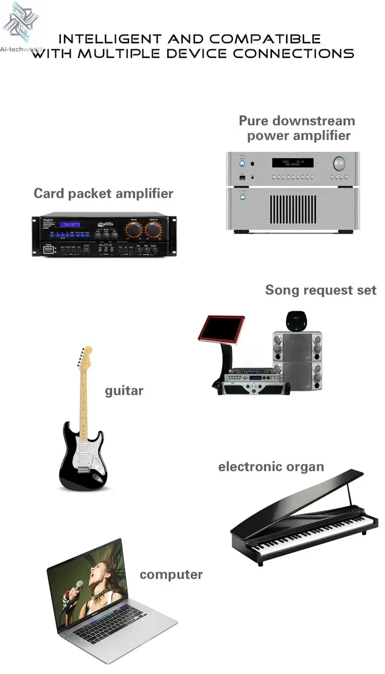 4 Channel Audio Mixer 48V Phantom Power USB Studio Sound Mixers Bluetooth DJ Console Mixing for Karaok Ai-TechWorld 